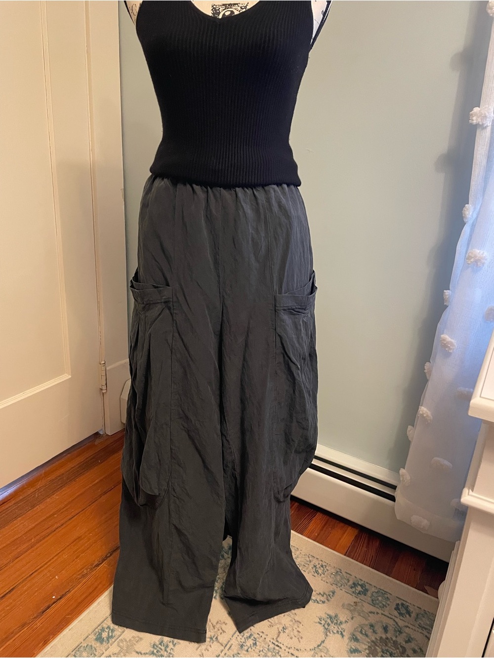 FP Movement by Free People Black Wide-Leg Cargo Maxi Pants